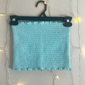Hollister Smocked Lettuce Edge Tube Top 🩵​​​​​​​
